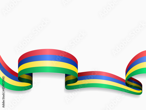 Mauritius flag wavy abstract background. Vector illustration.