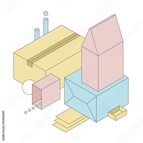 Delivery and shipping carton package. Cardboard boxes