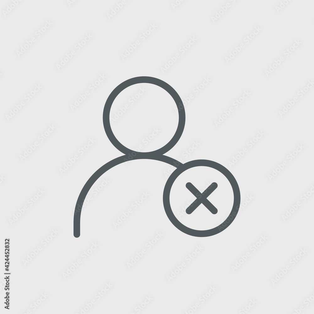 Delete contact icon isolated on background. User symbol modern, simple, vector, icon for website design, mobile app, ui. Vector Illustration Delete contact icon isolated on background. User symbol modern, simple, vector, icon for website design, mobile app, ui. Vector Illustration
