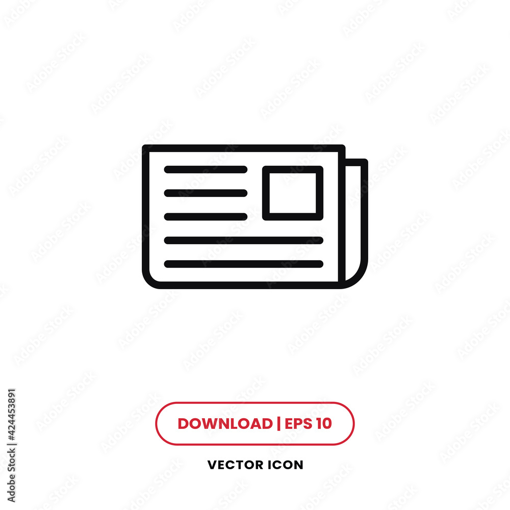 Newspaper icon vector. News sign