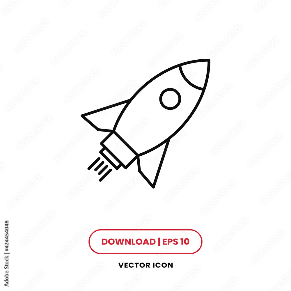 Rocket icon vector. Startup rocket sign Rocket icon vector. Startup rocket sign