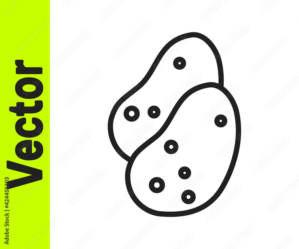 Black line Potato icon isolated on white background. Vector Black line Potato icon isolated on white background. Vector