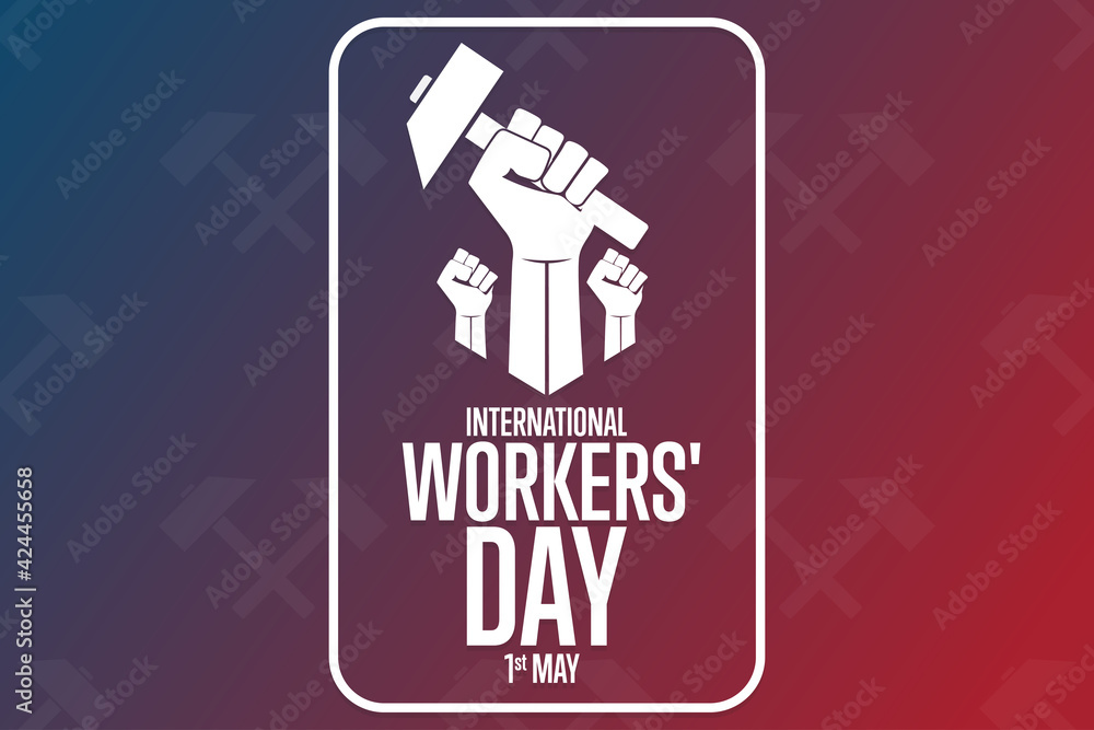Fototapeta premium International Workers' Day. 1 May. Holiday concept. Template for background, banner, card, poster with text inscription. Vector EPS10 illustration.