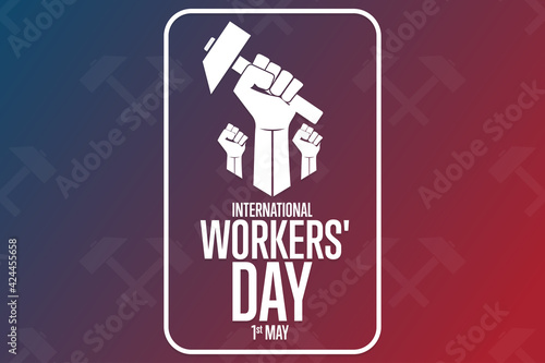 International Workers' Day. 1 May. Holiday concept. Template for background, banner, card, poster with text inscription. Vector EPS10 illustration.