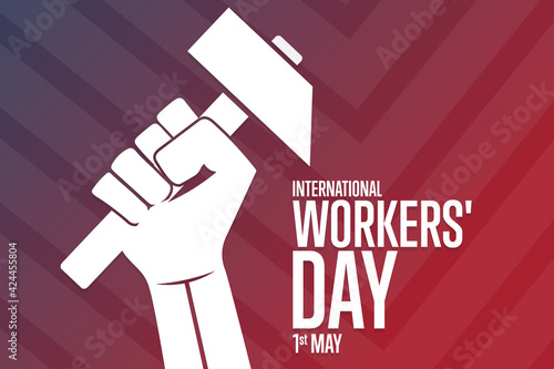 International Workers' Day. 1 May. Holiday concept. Template for background, banner, card, poster with text inscription. Vector EPS10 illustration.
