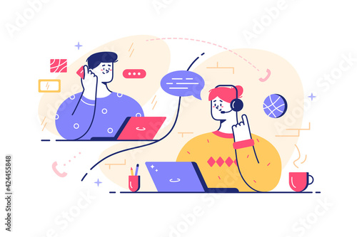 Team talking with client