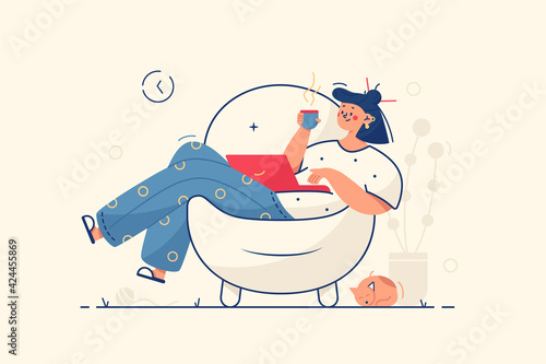 Girl relaxing in armchair