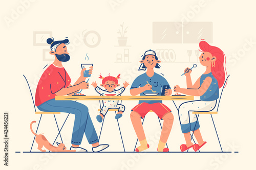 Family having dinner together