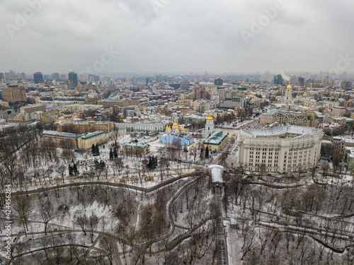 St. Michael's Cathedral in Kiev. Aerial drone view.