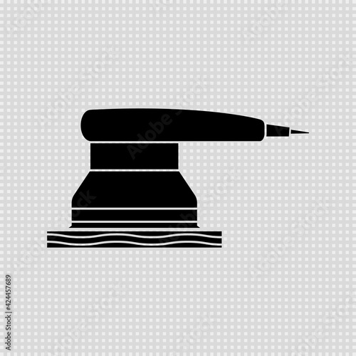 Silhouette of a electric sander icon. For floor and wooden planks sanding ​sandpaper. Isolated vector clipart. Drawing on transparent background.

