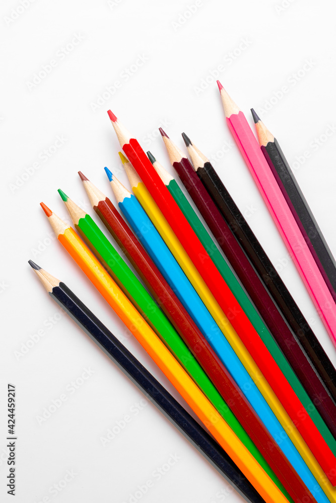 Fototapeta premium Colored pencils on a white background. Isolate.