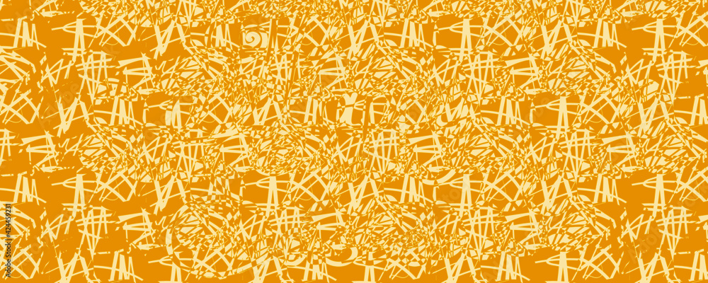 Obraz premium horizontal abstract cover. figure shavings. doodle. the background is ochre yellow. site header.