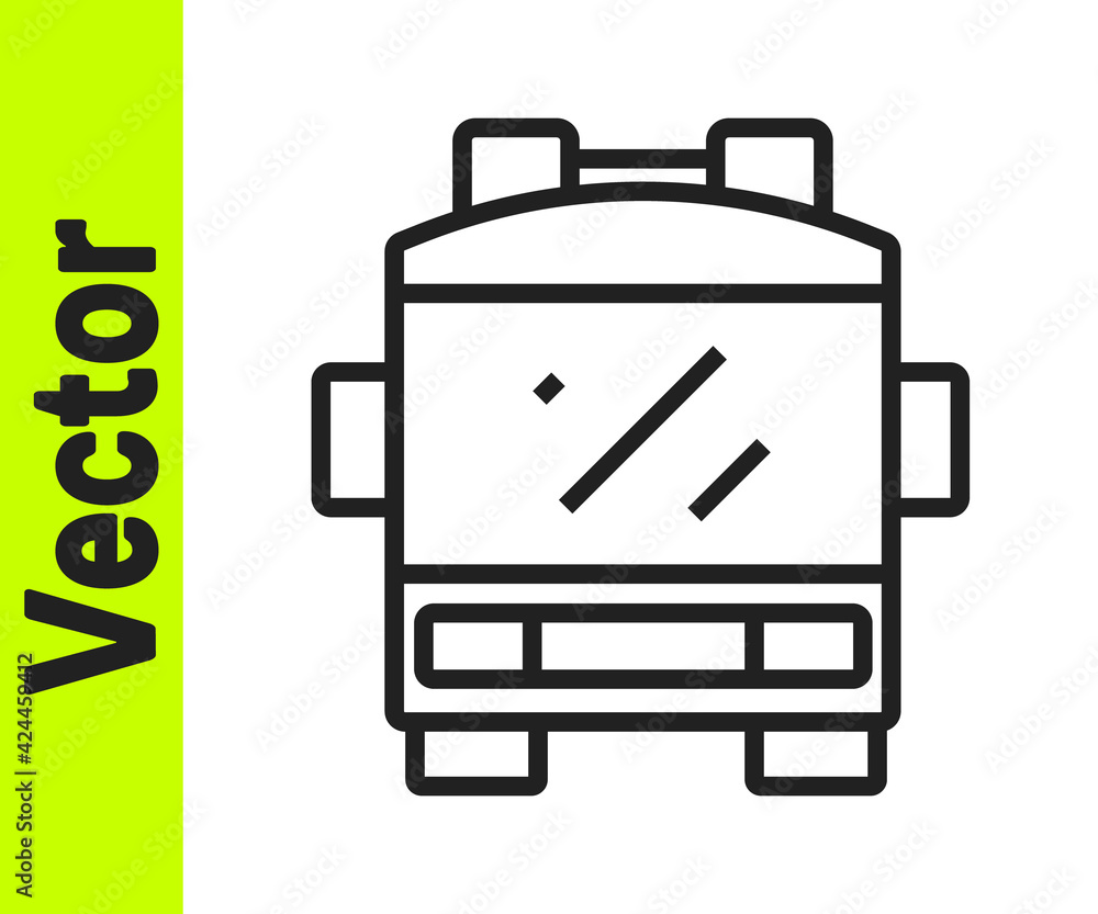 Black line Fire truck icon isolated on white background. Fire engine. Firefighters emergency vehicle. Vector Black line Fire truck icon isolated on white background. Fire engine. Firefighters emergency vehicle. Vector