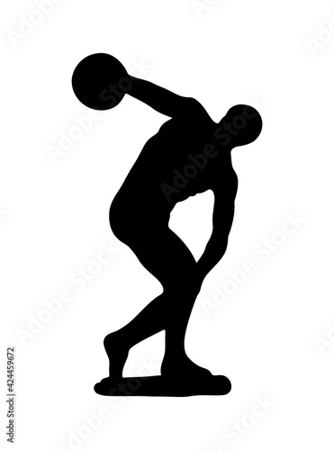 Discus thrower black and white picture