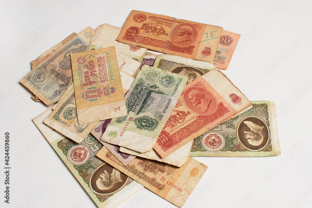 Heap of USSR Soviet rubles isolated on white background Heap of USSR Soviet rubles isolated on white background