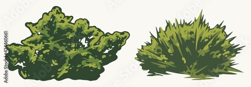 Green shrubs vintage concept