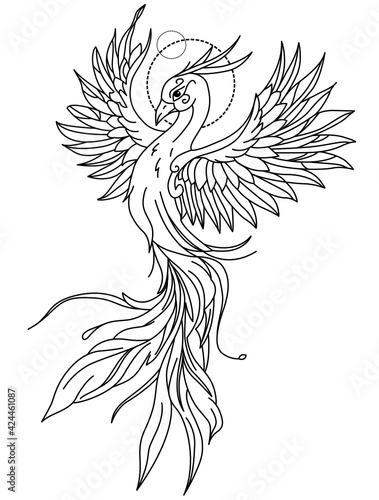 bird bringing happiness good luck well-being. Vector graphics