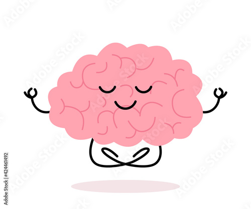 Foto Happy healthy brain mind character meditation yoga relax
