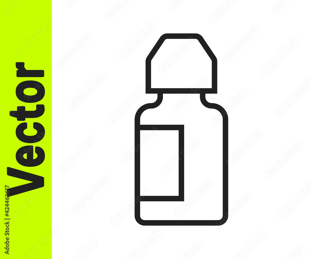 Black line Eye drop bottle icon isolated on white background. Vector Black line Eye drop bottle icon isolated on white background. Vector