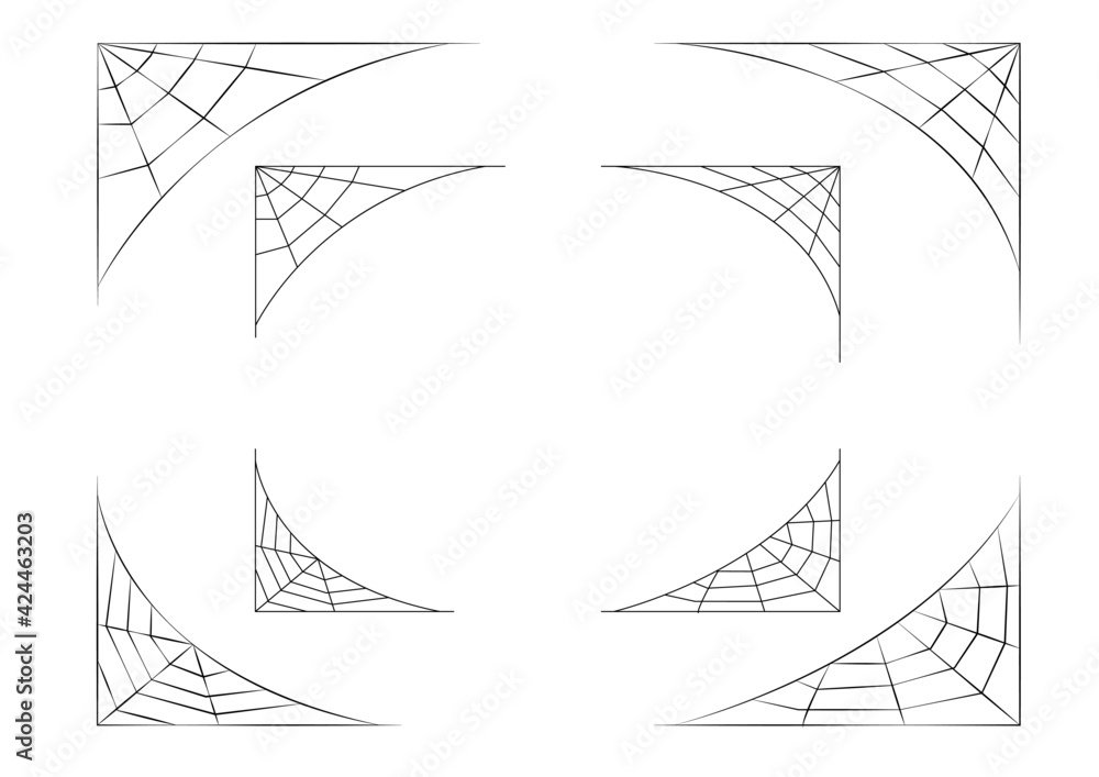 Set of spider web corner on white, vector art Set of spider web corner on white, vector art