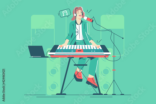 Girl playing piano and singing