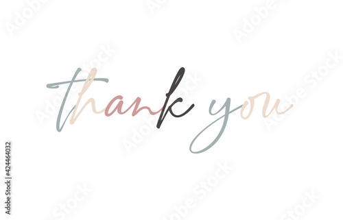Thank you lettering card on white background