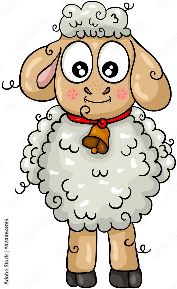Fototapeta premium Funny sheep lamb isolated on white