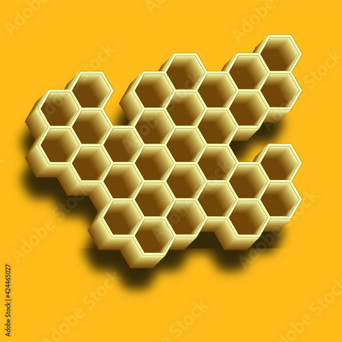 Realistic 3 Dimensional honey comb with prominent shadow effect which gives the sense of depth.