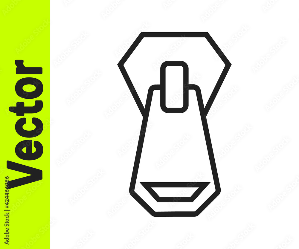 Black line Zipper icon isolated on white background. Vector Black line Zipper icon isolated on white background. Vector