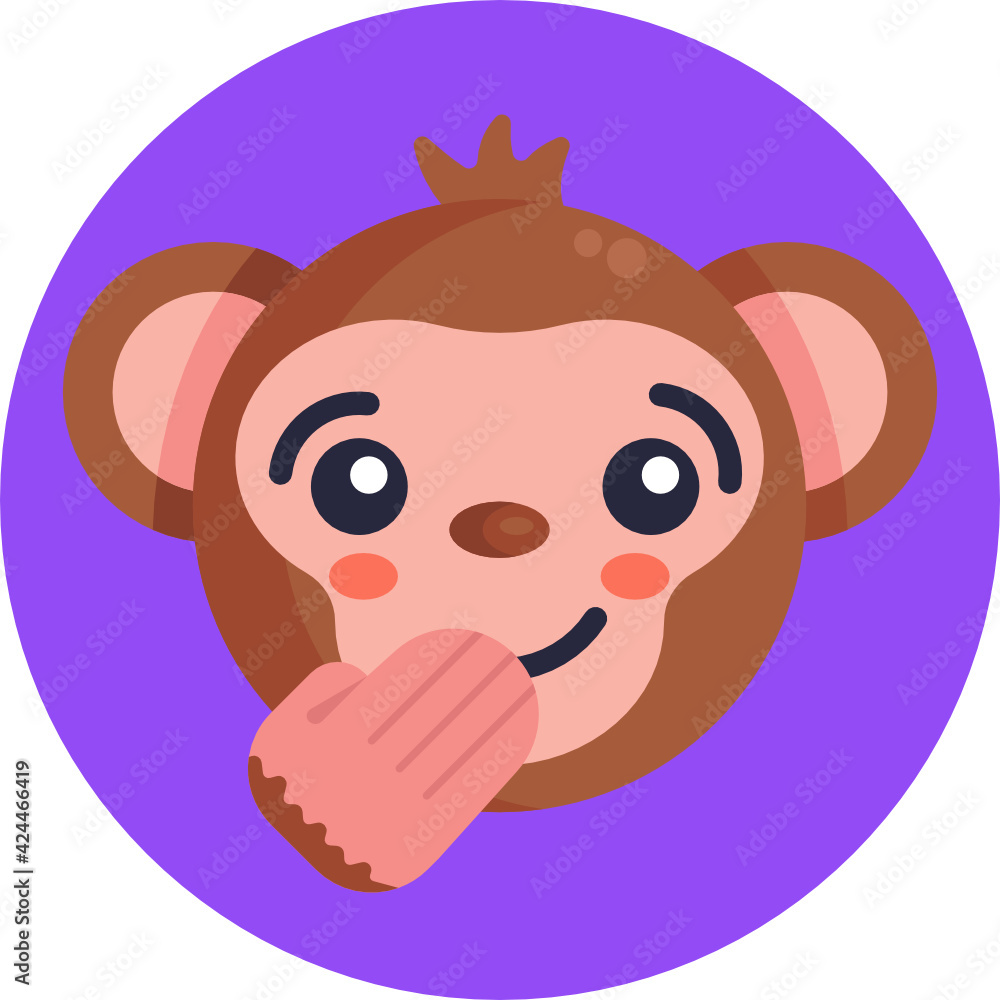Monkey Emoji Icon. Vector Illustration Monkey Emoji Icon. Vector Illustration