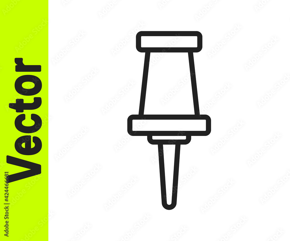 Black line Push pin icon isolated on white background. Thumbtacks sign. Vector Black line Push pin icon isolated on white background. Thumbtacks sign. Vector