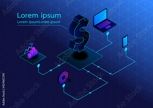 Isometric Background illustrations, Vectors, and infographics. Information technology and business concept.