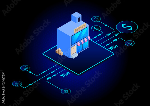 Isometric Background illustrations, Vectors, and infographics. Information technology and business concept.