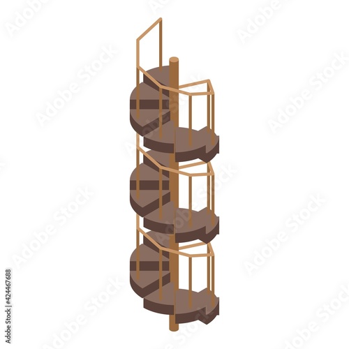 Wood spiral staircase icon. Isometric of Wood spiral staircase vector icon for web design isolated on white background