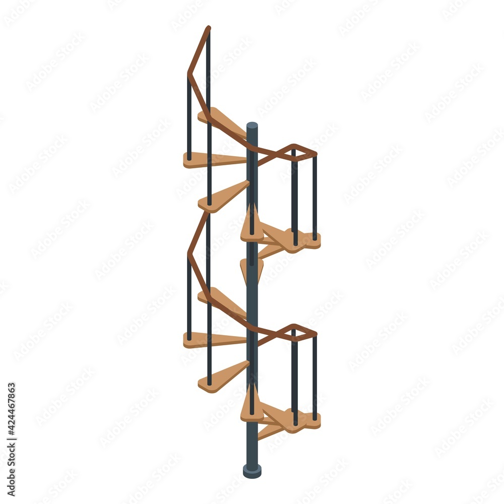 Helical spiral staircase icon. Isometric of Helical spiral staircase vector icon for web design isolated on white background Helical spiral staircase icon. Isometric of Helical spiral staircase vector icon for web design isolated on white background