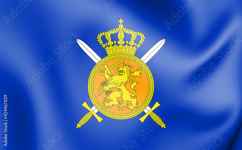 3D Flag of Royal Netherlands Army. 3D Illustration. photo
