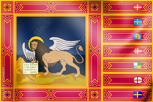 Fotografie 3D Flag of Veneto, Italy. 3D Illustration.
