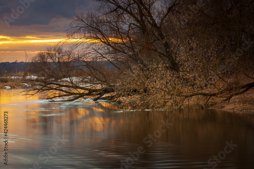 sunset over the picturesque Wieprz River in the Lublin province