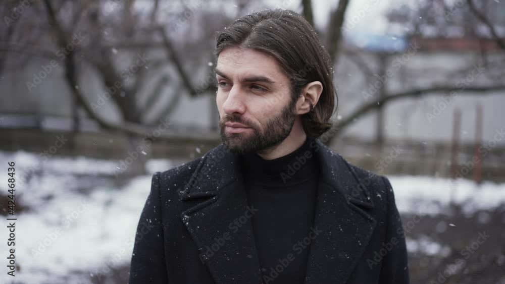 Portrait of handsome man in winter Portrait of handsome man in winter