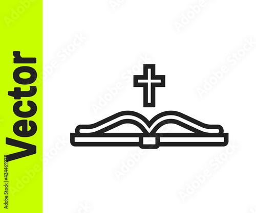 Black line Holy bible book icon isolated on white background. Vector