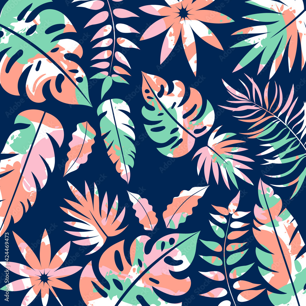 Hand drawn vector abstract tropical leaves background. Hand drawn vector abstract tropical leaves background.