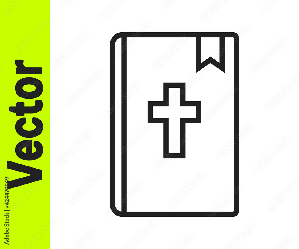 Fototapeta premium Black line Holy bible book icon isolated on white background. Vector