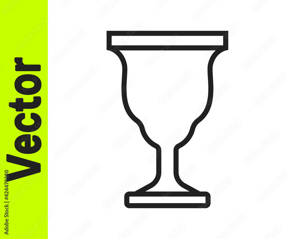 Black line Christian chalice icon isolated on white background. Christianity icon. Happy Easter. Vector Black line Christian chalice icon isolated on white background. Christianity icon. Happy Easter. Vector