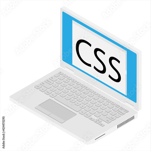 Laptop coding concept. Web developer, design, programming. Laptop screen code