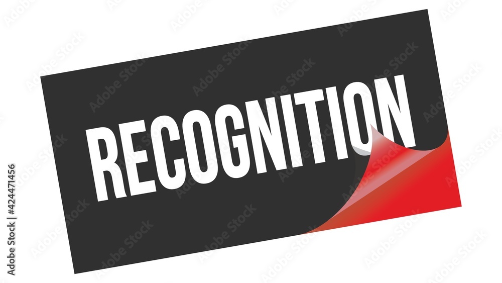 RECOGNITION text on black red sticker stamp. RECOGNITION text on black red sticker stamp.