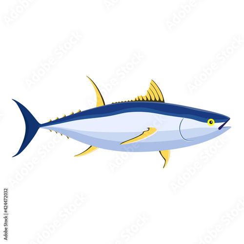 Tuna fish symbol, icon. Fishing logo template. Sea fish