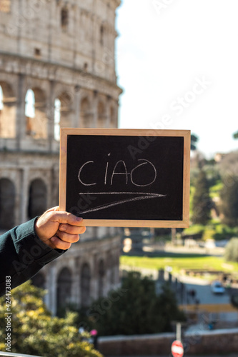 Ciao word written in italian. Greeting in italian