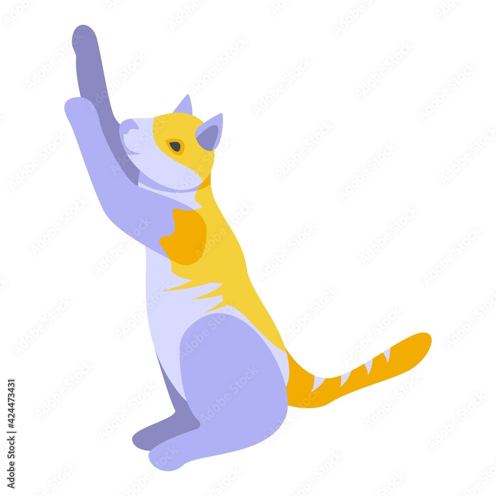 Feline playful cat icon. Isometric of Feline playful cat vector icon for web design isolated on white background Feline playful cat icon. Isometric of Feline playful cat vector icon for web design isolated on white background