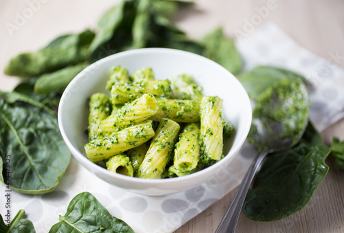 Pasta with green pesto