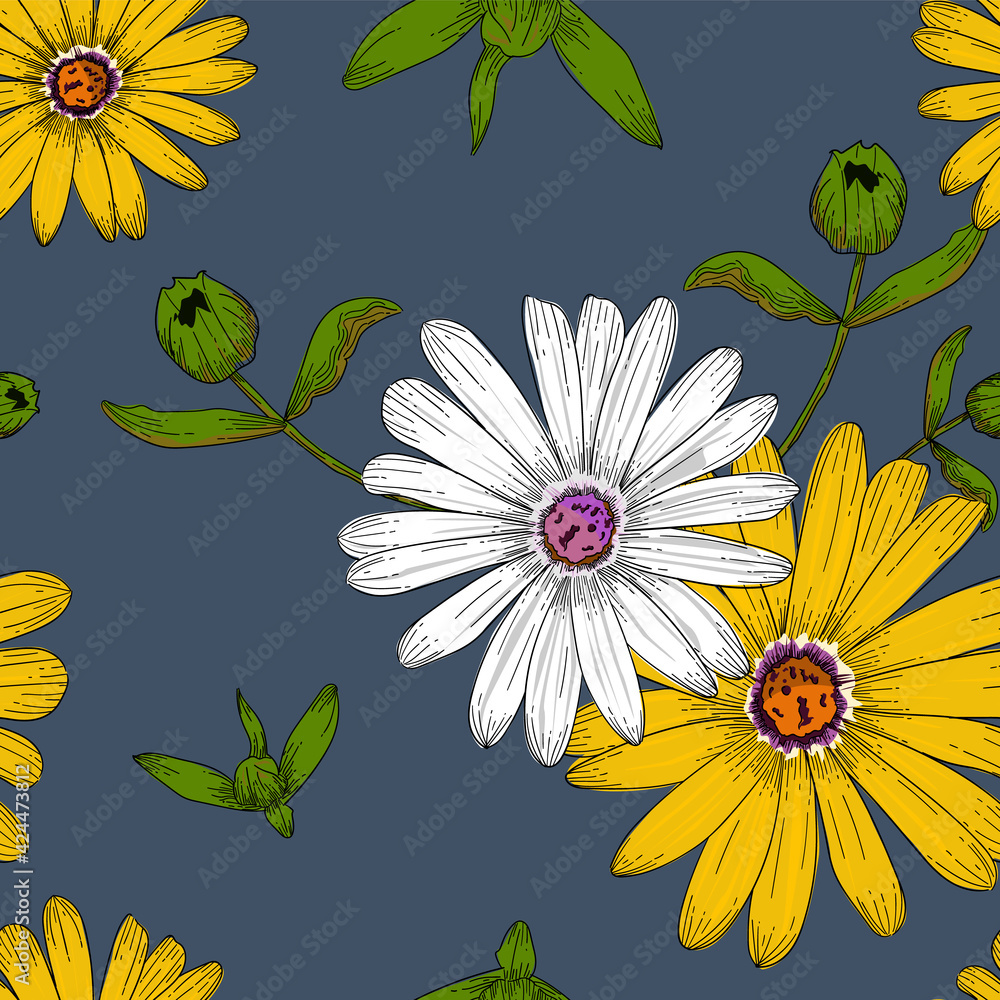 seamless yellow flower pattern. vector design for fashion, fabric ...
